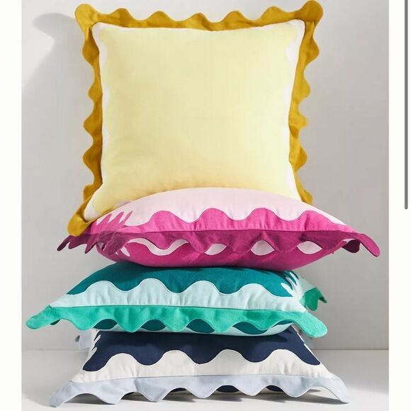 Maeve by Anthropologie Green and Turquoise Scallop Pillow 20x20 - Picture 6 of 6